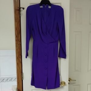 Liz Claiborne Purple Vneck Sheath Dress Long Sleeve